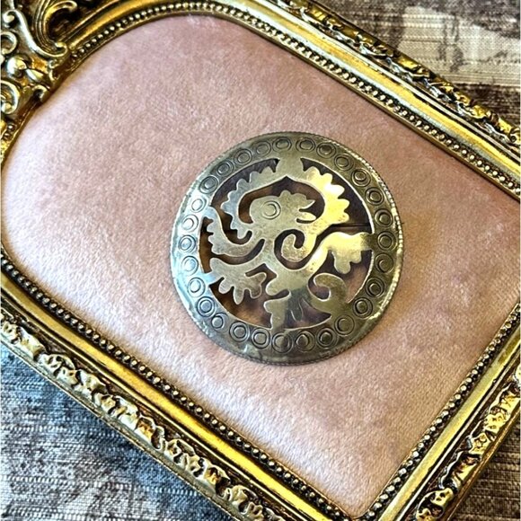 Vintage Taxco Mexico Sterling Silver Brooch/Pendant With Ornate Cutout Design - Picture 10 of 15
